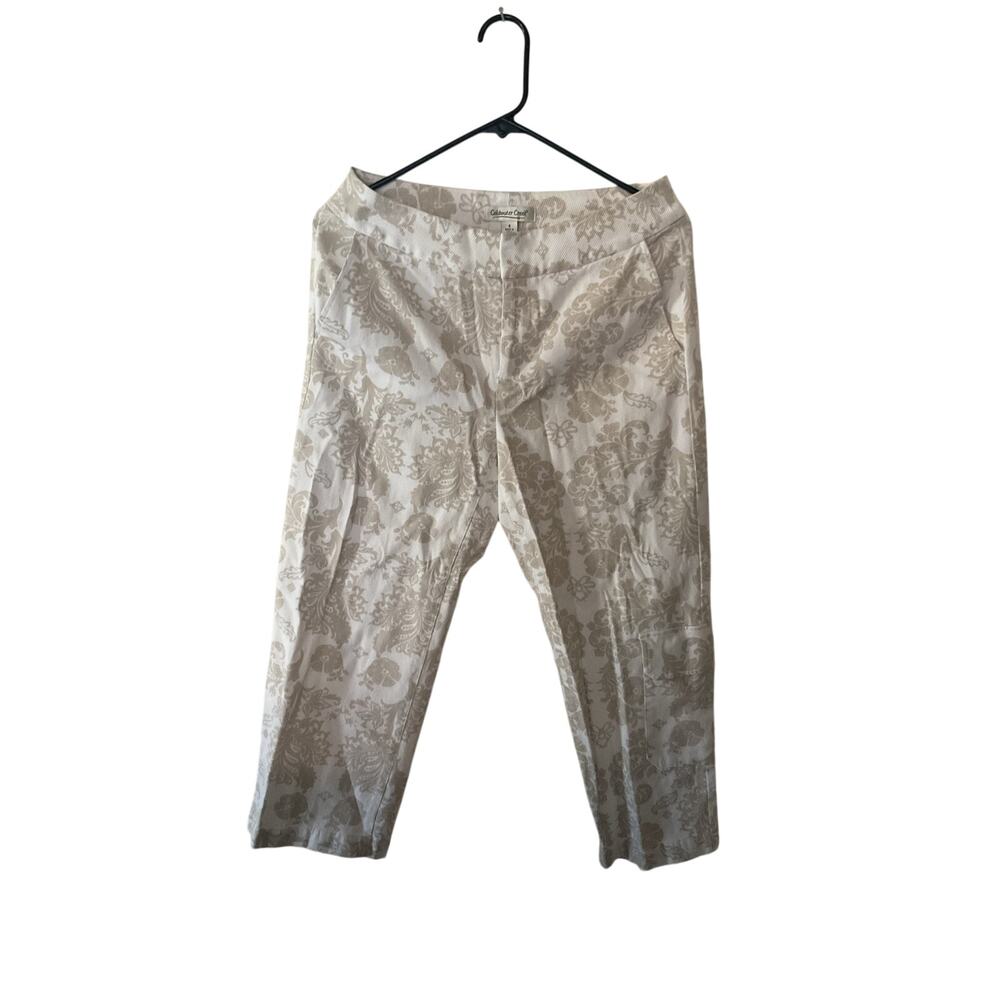 Coldwater Creek Women’s Size 4 White Beige Floral Print Capri Pants Cropped